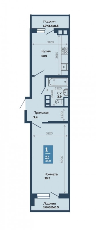 Планировка квартиры 1-комнатная